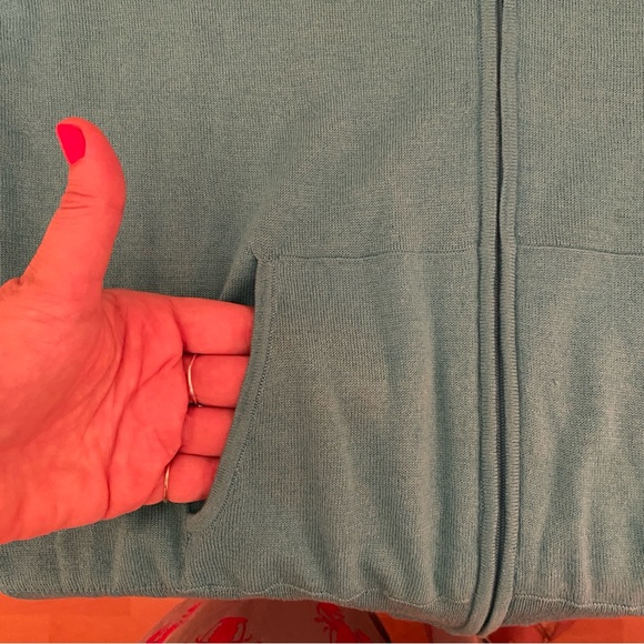 NWT Juicy Couture💥 - Silk & Cashmere Turquoise Cardigan with Hood - Size XL - Picture 16 of 16